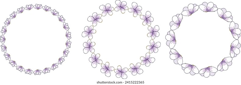 Set of cartoon hand drawing flower frames