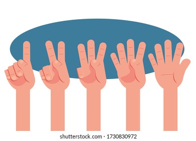 Set of cartoon hand gesture count 1 2 3 4 5 vector design