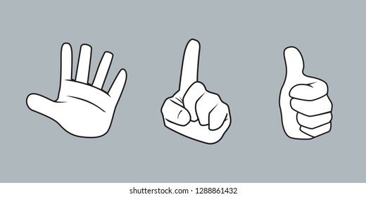 set of cartoon hand symbol for signage