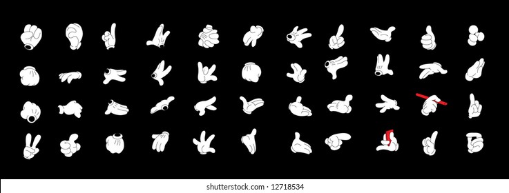 Set Of Cartoon Hand Vector