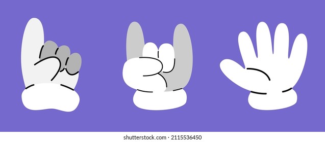 Set of cartoon hands. Isolated vector.