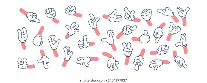 Set of cartoon hands in retro style