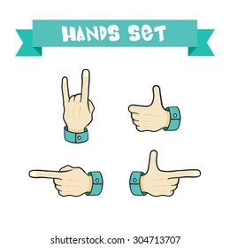 set of cartoon hands various gestures