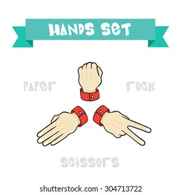 set of cartoon hands various gestures