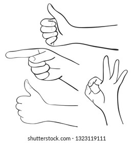 Set of cartoon hands, vector