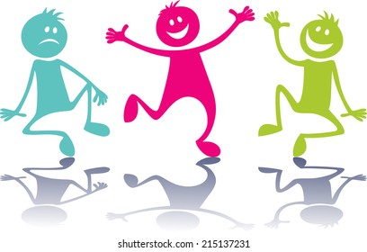 Set of cartoon happy people,children.
