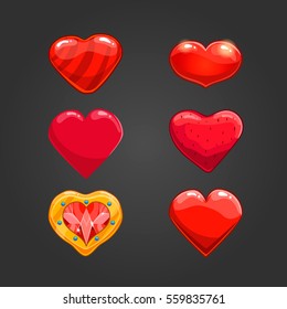 Set with cartoon hearts