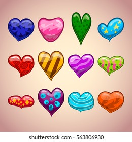 Set with cartoon hearts