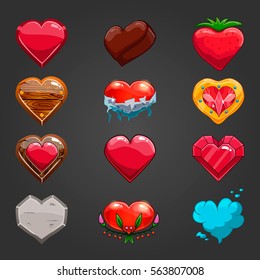 Set with cartoon hearts