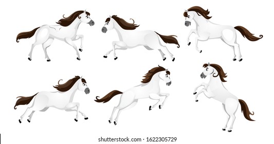 comical poses White Horse Tumbling HORSE Figurines