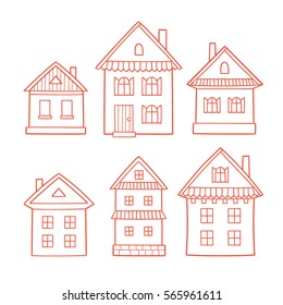 Set of cartoon houses. 