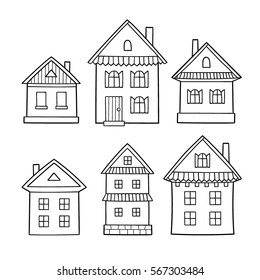 Set Cartoon Houses Icons Collection Stock Vector (Royalty Free ...