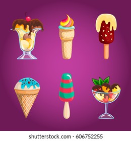 Set with cartoon ice-cream