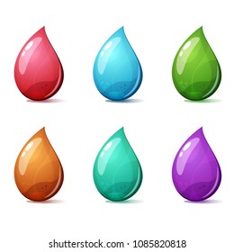 Set cartoon icon - blue, pink, green, yellow Vector eps 10