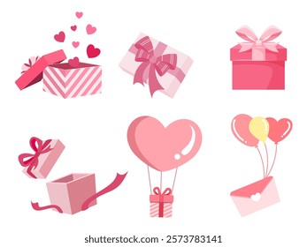 Set of cartoon icon or symbol for Valentine's day.