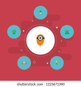 Set of cartoon icons flat style symbols with gargoyle, hydra, magician and other icons for your web mobile app logo design.