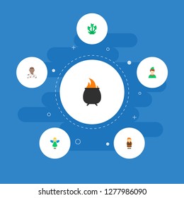 Set of cartoon icons flat style symbols with giant, hydra, zombie and other icons for your web mobile app logo design.