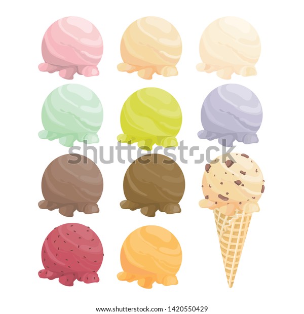 Set Cartoon Icons Ice Cream Scoops Stock Vector (Royalty Free ...