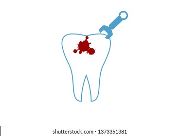 
Set of cartoon illustrating dental procedures, hygiene and health.Braces, tooth extraction, decay,Linear tooth filling icon from Dentist outline collection. 