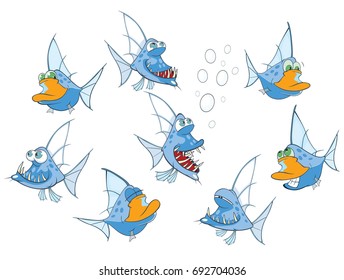 Set of Cartoon Illustration. A Cute Fish for you Design