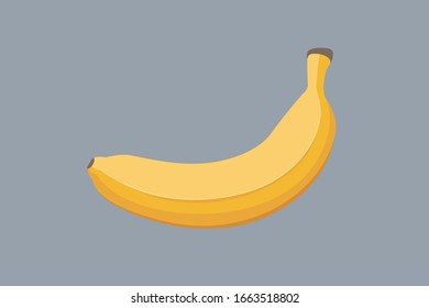 Set of cartoon illustration yellow banana. Single fresh banana fruit.
