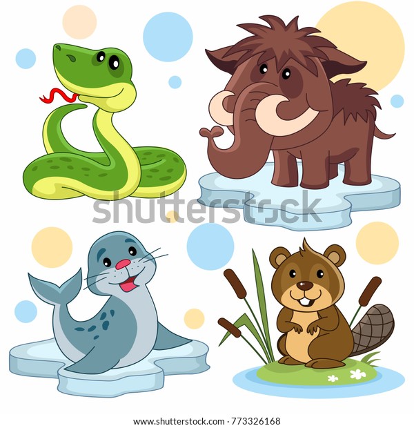 Vector De Stock Libre De Regalias Sobre Un Conjunto De Ilustraciones De Dibujos773326168