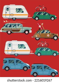 Set of cartoon image veichles. vector