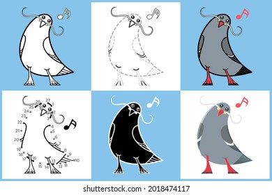 Conjunto de dibujos animados INCA TERN en 6 estilos, ilustración vectorial