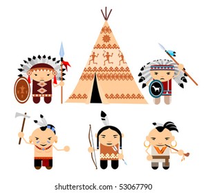 Set cartoon Indians