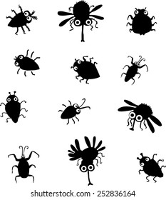 Set of cartoon insects
