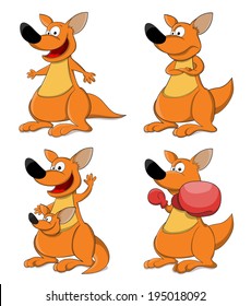 Set of cartoon kangaroos