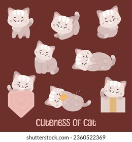 Set of cartoon kittens and cats, cute, warm, pets, flat style, illustrations, vectors