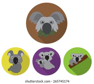 Set of cartoon koala icons