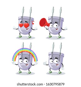 set of cartoon LED light diode lamp character mascot on white background