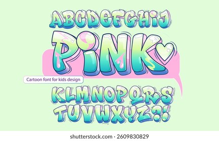 Set of cartoon letters in light colors for fun kids design inscription