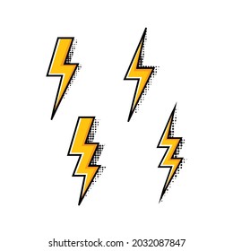 Set of cartoon lighting comic design isolated