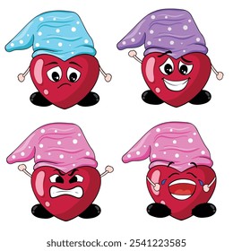 Conjunto de dibujos animados de sombreros de amor de expresión de arte de Ilustración vectorial