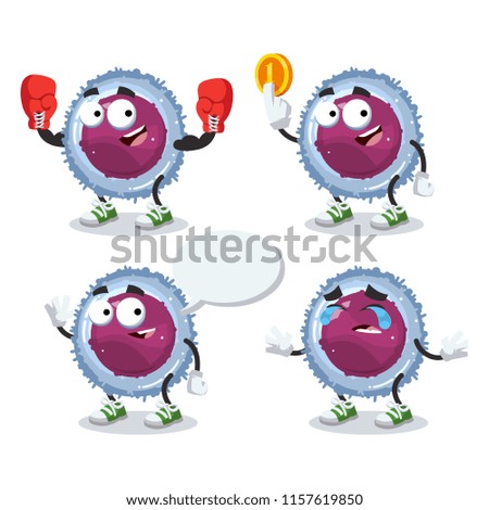 set of cartoon lymphocyte cells character mascot on white background