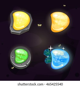 Set of cartoon magic play game buttons.