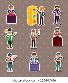 set of Cartoon magician stickers
