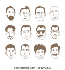 set of cartoon male persons