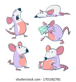 Set of cartoon mice or rats