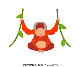 Set of cartoon monkeys vector illustration