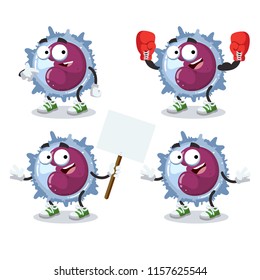 set of cartoon monocyte cells character mascot on white background