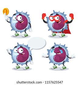 set of cartoon monocyte cells character mascot on white background