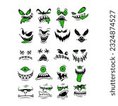 Set of Cartoon Monster Faces. Vector art illustration for monster face character. Vector eps 10