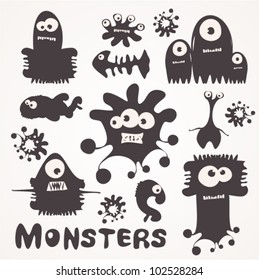 Set of cartoon monsters