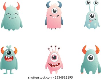 A set of cartoon monsters.