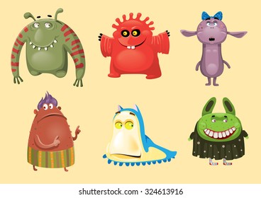 Set of cartoon monsters