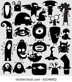 Set of cartoon monsters